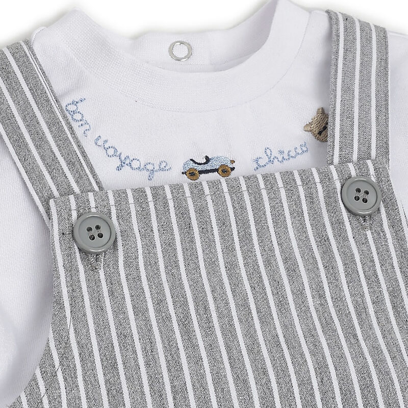 Boys Medium Grey T-shirt with Short Overalls image number 4